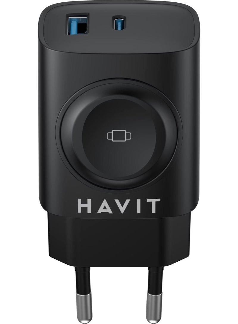 هافيت شاحن حائط سريع الشحن HAVIT UC132 EU 22W USB-C & USB-A – محول طاقة ثنائي المنفذ - Image 2